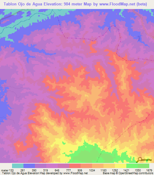 Tablon Ojo de Agua,Guatemala Elevation Map