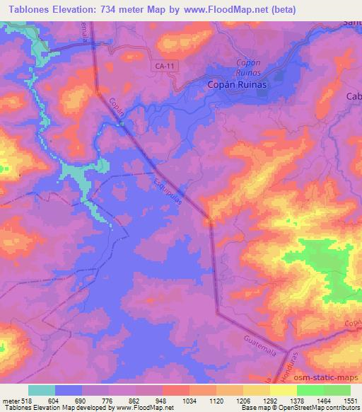 Tablones,Guatemala Elevation Map