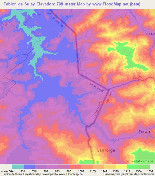 Tablon de Sulay,Guatemala Elevation Map