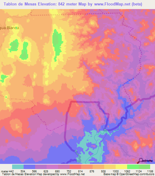 Tablon de Mesas,Guatemala Elevation Map