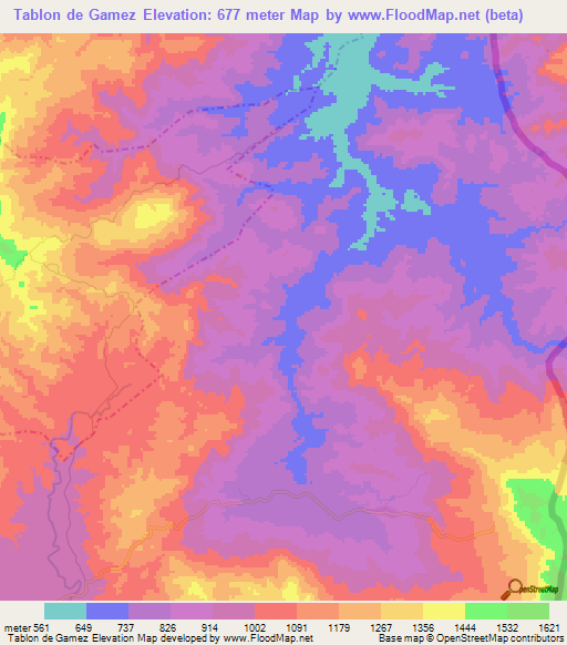 Tablon de Gamez,Guatemala Elevation Map