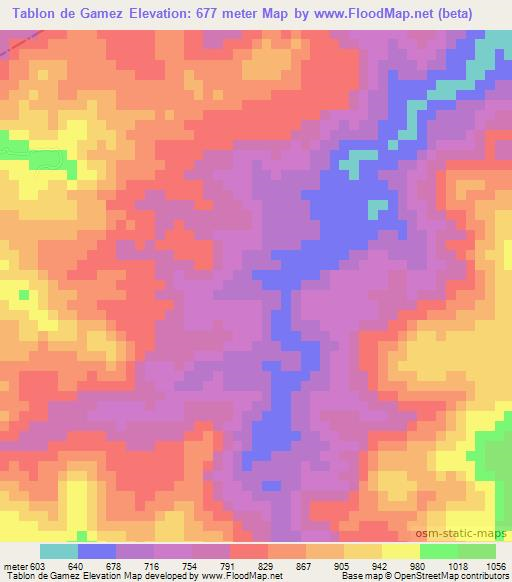 Tablon de Gamez,Guatemala Elevation Map