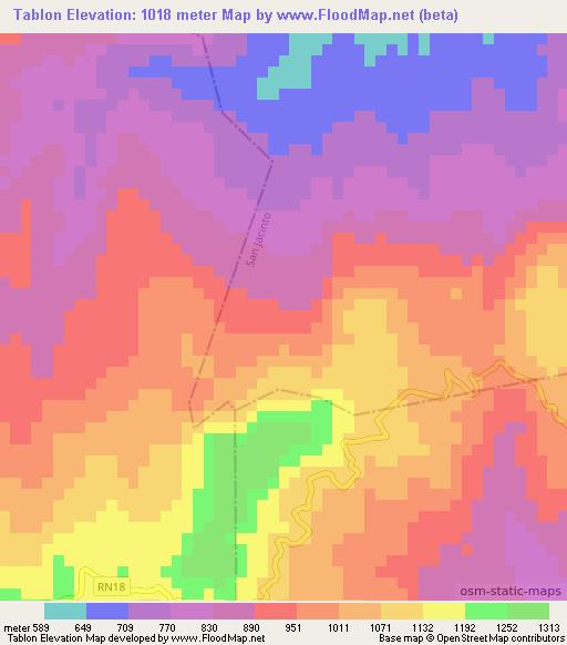 Tablon,Guatemala Elevation Map