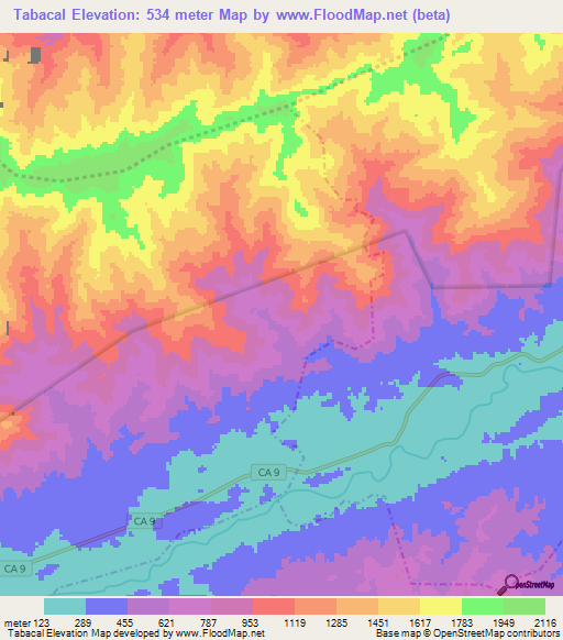 Tabacal,Guatemala Elevation Map