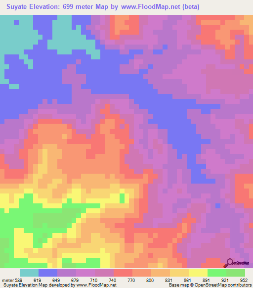 Suyate,Guatemala Elevation Map