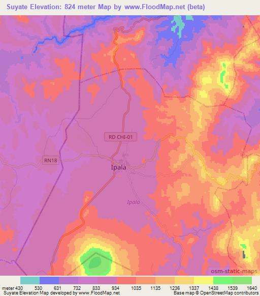 Suyate,Guatemala Elevation Map