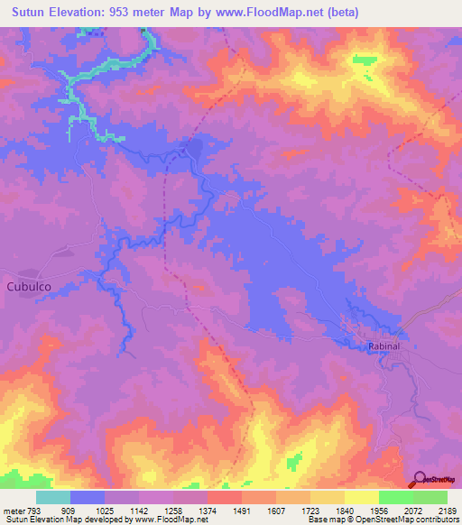 Sutun,Guatemala Elevation Map