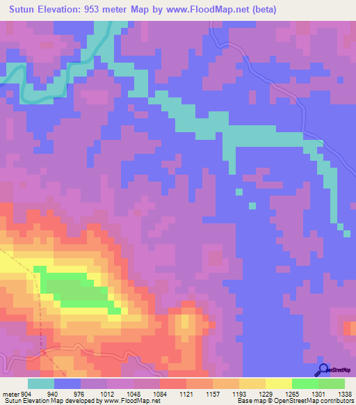 Sutun,Guatemala Elevation Map