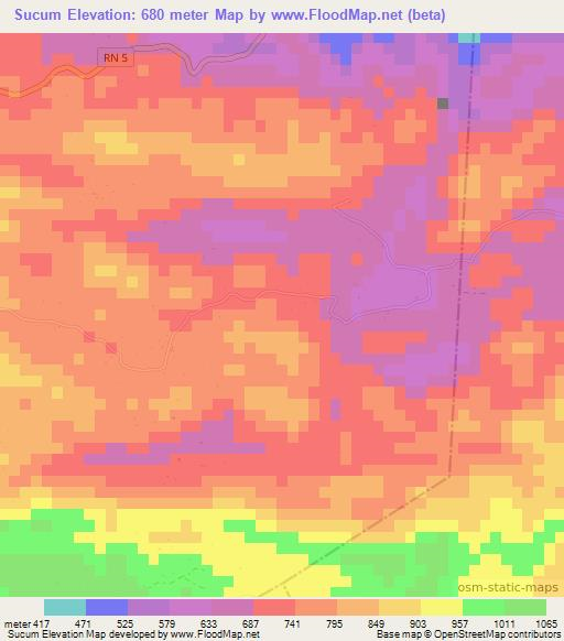 Sucum,Guatemala Elevation Map