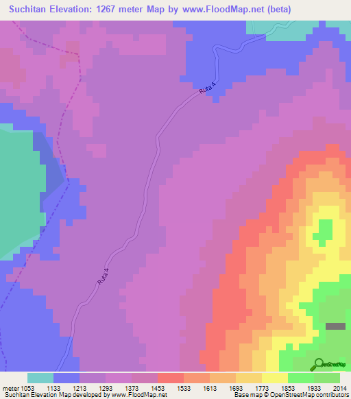 Suchitan,Guatemala Elevation Map