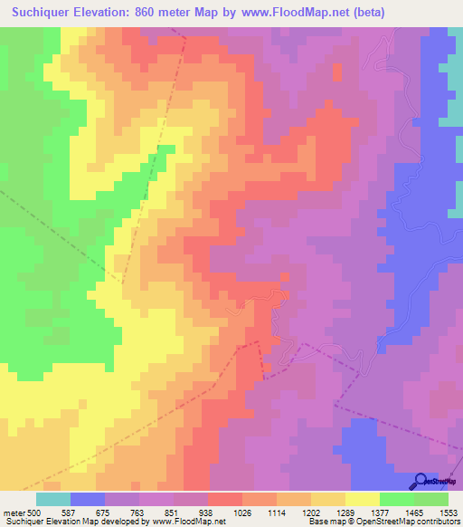 Suchiquer,Guatemala Elevation Map