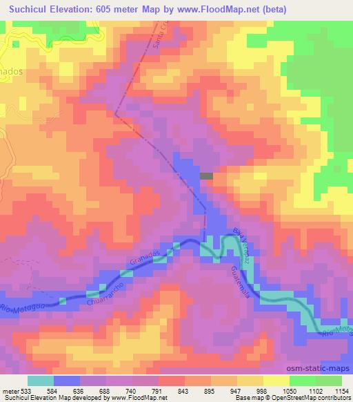 Suchicul,Guatemala Elevation Map