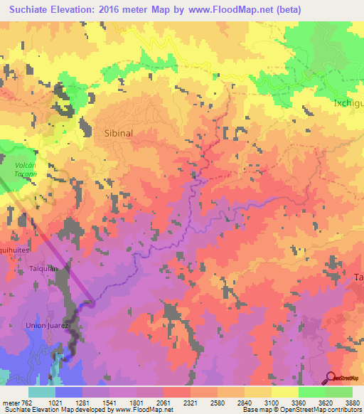 Suchiate,Guatemala Elevation Map