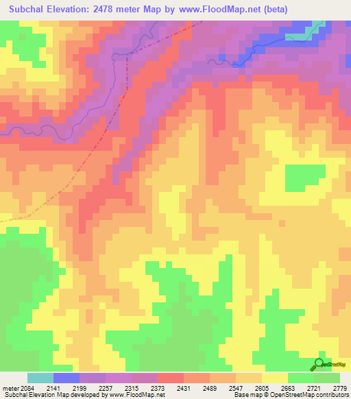 Subchal,Guatemala Elevation Map