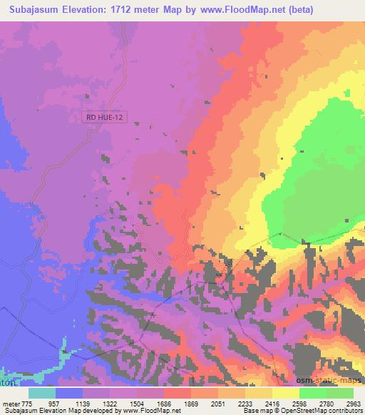 Subajasum,Guatemala Elevation Map