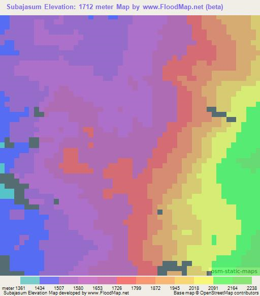 Subajasum,Guatemala Elevation Map