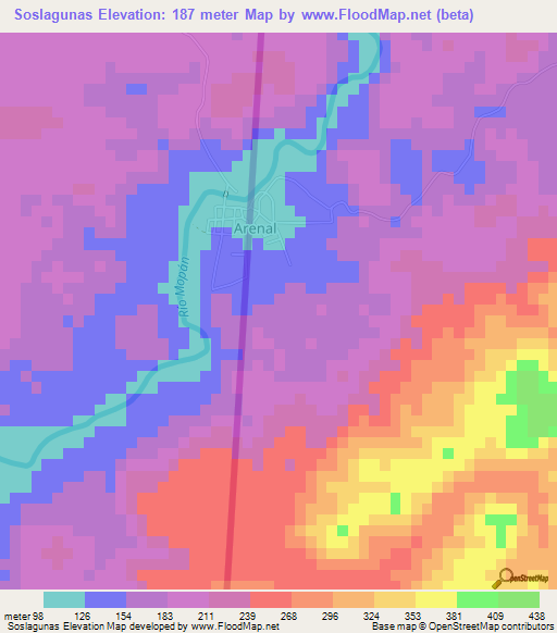 Soslagunas,Guatemala Elevation Map