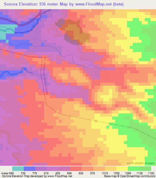 Sonora,Guatemala Elevation Map