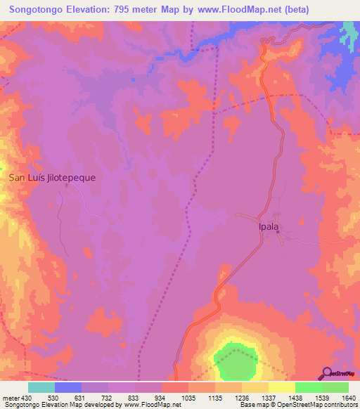 Songotongo,Guatemala Elevation Map