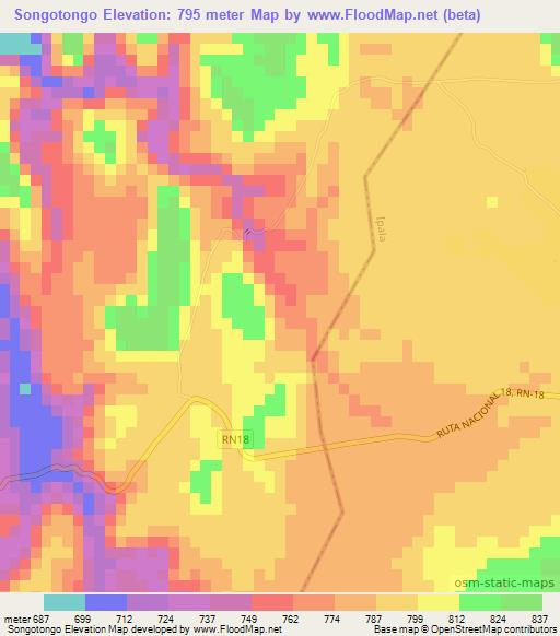 Songotongo,Guatemala Elevation Map