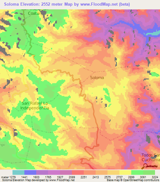 Soloma,Guatemala Elevation Map