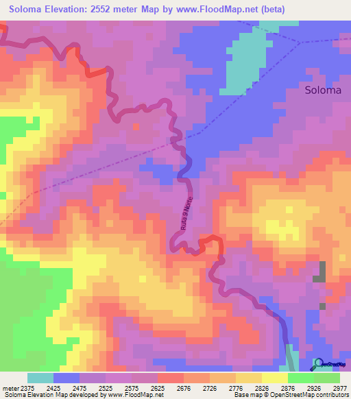 Soloma,Guatemala Elevation Map