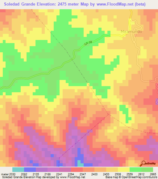 Soledad Grande,Guatemala Elevation Map