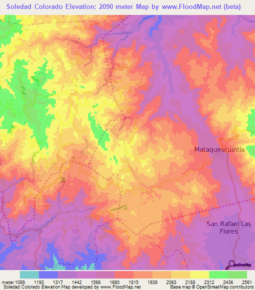 Soledad Colorado,Guatemala Elevation Map