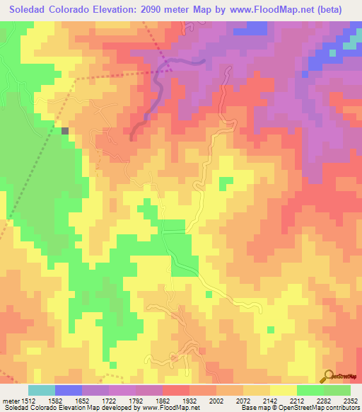 Soledad Colorado,Guatemala Elevation Map