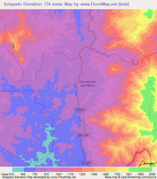 Solapado,Guatemala Elevation Map