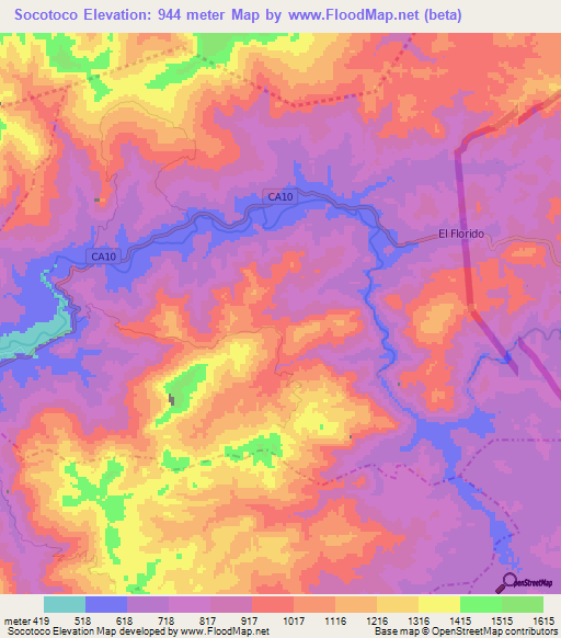 Socotoco,Guatemala Elevation Map