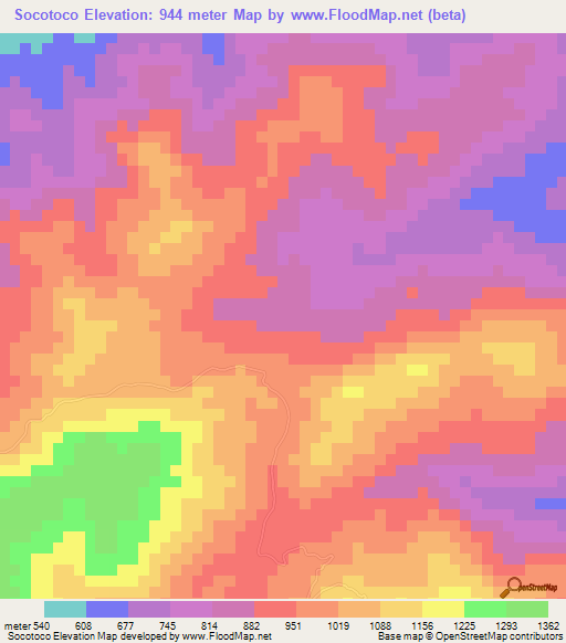 Socotoco,Guatemala Elevation Map