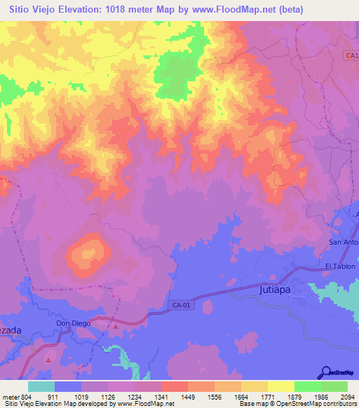 Sitio Viejo,Guatemala Elevation Map