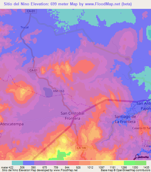 Sitio del Nino,Guatemala Elevation Map