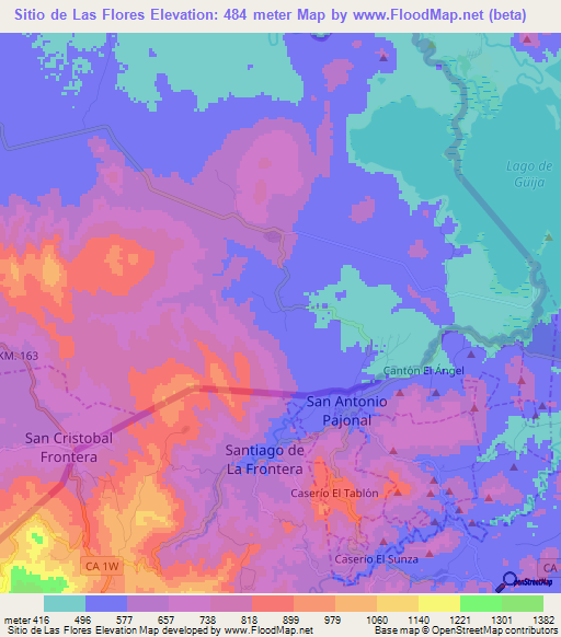 Sitio de Las Flores,Guatemala Elevation Map