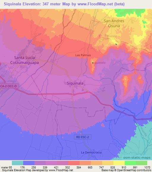 Siquinala,Guatemala Elevation Map
