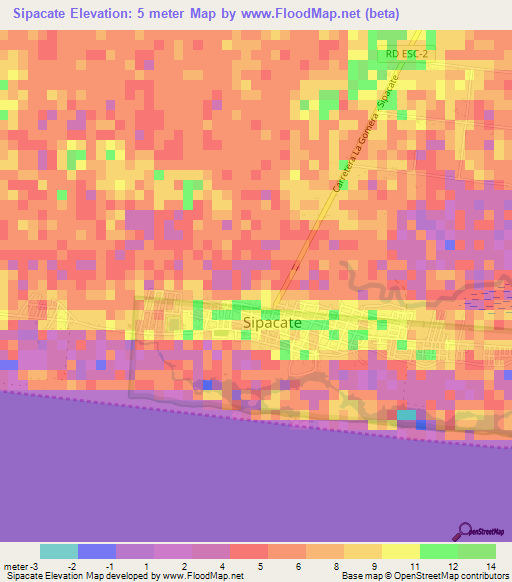 Sipacate,Guatemala Elevation Map