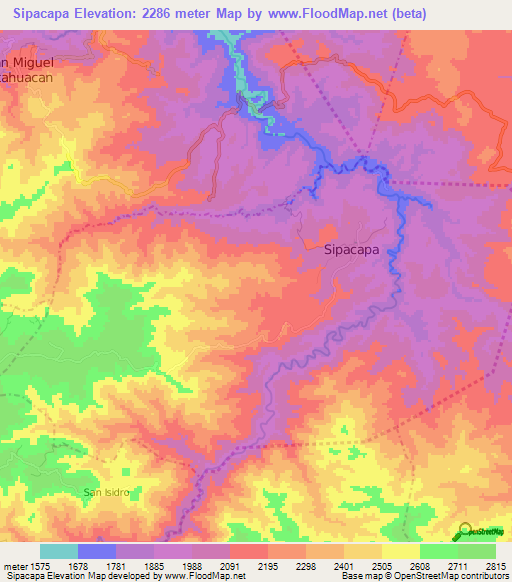 Sipacapa,Guatemala Elevation Map