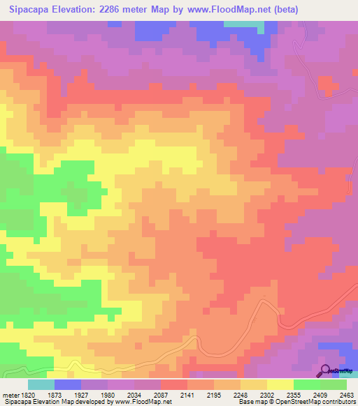 Sipacapa,Guatemala Elevation Map