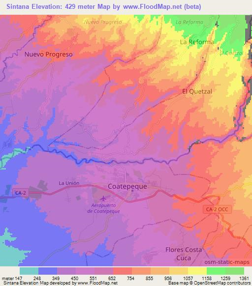 Sintana,Guatemala Elevation Map