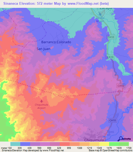 Sinaneca,Guatemala Elevation Map