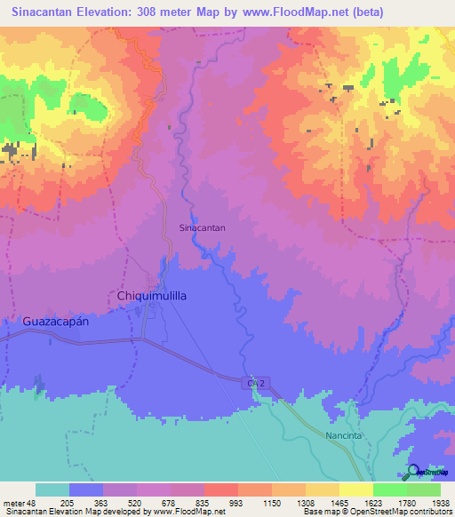 Sinacantan,Guatemala Elevation Map