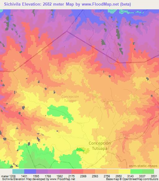 Sichivila,Guatemala Elevation Map