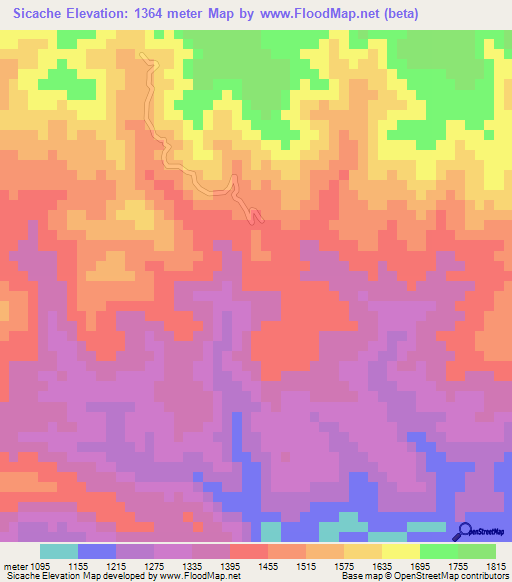 Sicache,Guatemala Elevation Map