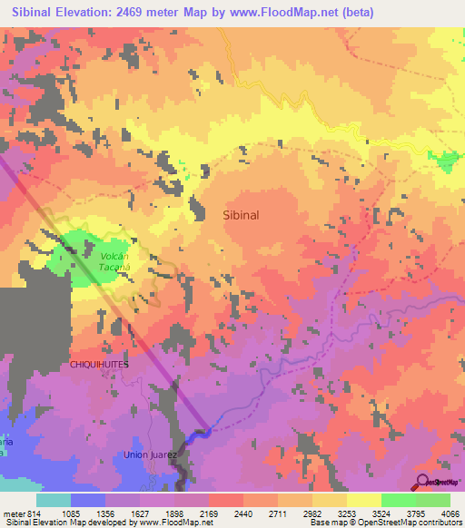 Sibinal,Guatemala Elevation Map