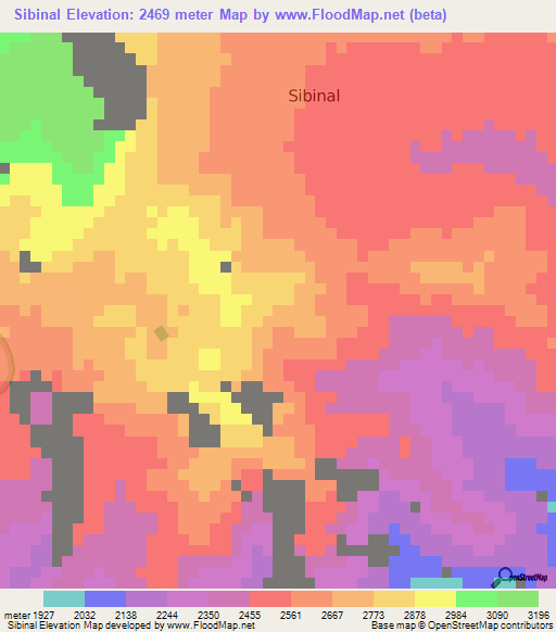 Sibinal,Guatemala Elevation Map