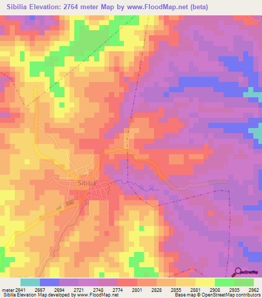 Sibilia,Guatemala Elevation Map