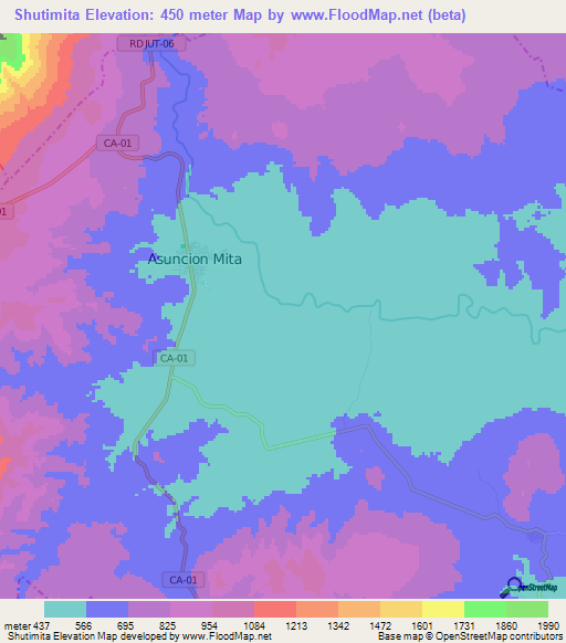 Shutimita,Guatemala Elevation Map