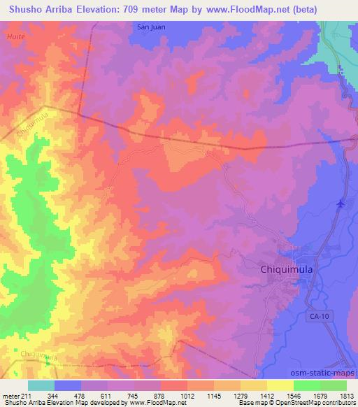 Shusho Arriba,Guatemala Elevation Map