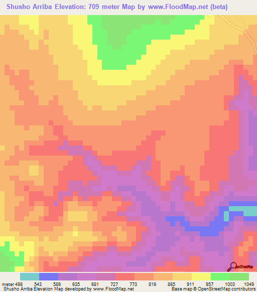 Shusho Arriba,Guatemala Elevation Map